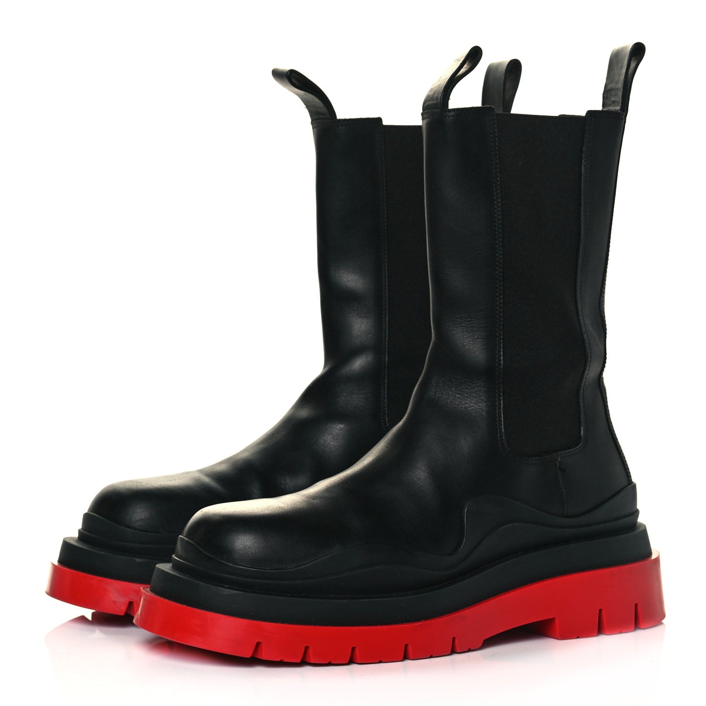 Calfskin The Tire Chelsea Boots 40 Black Bright Red