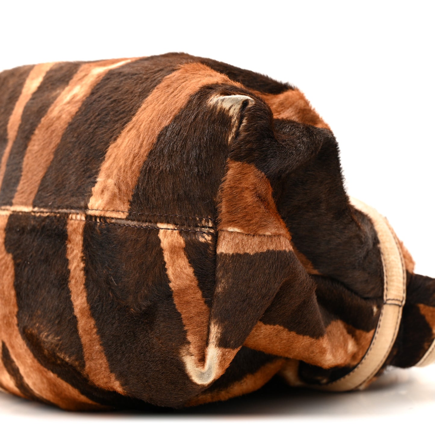 Calf Hair Zebra Print Chef Shopper Tote  White Brown