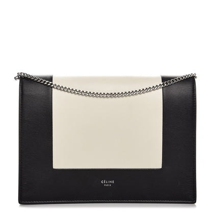 Celine Smooth Lambskin Frame Evening Chain Clutch Black White 1 of 7