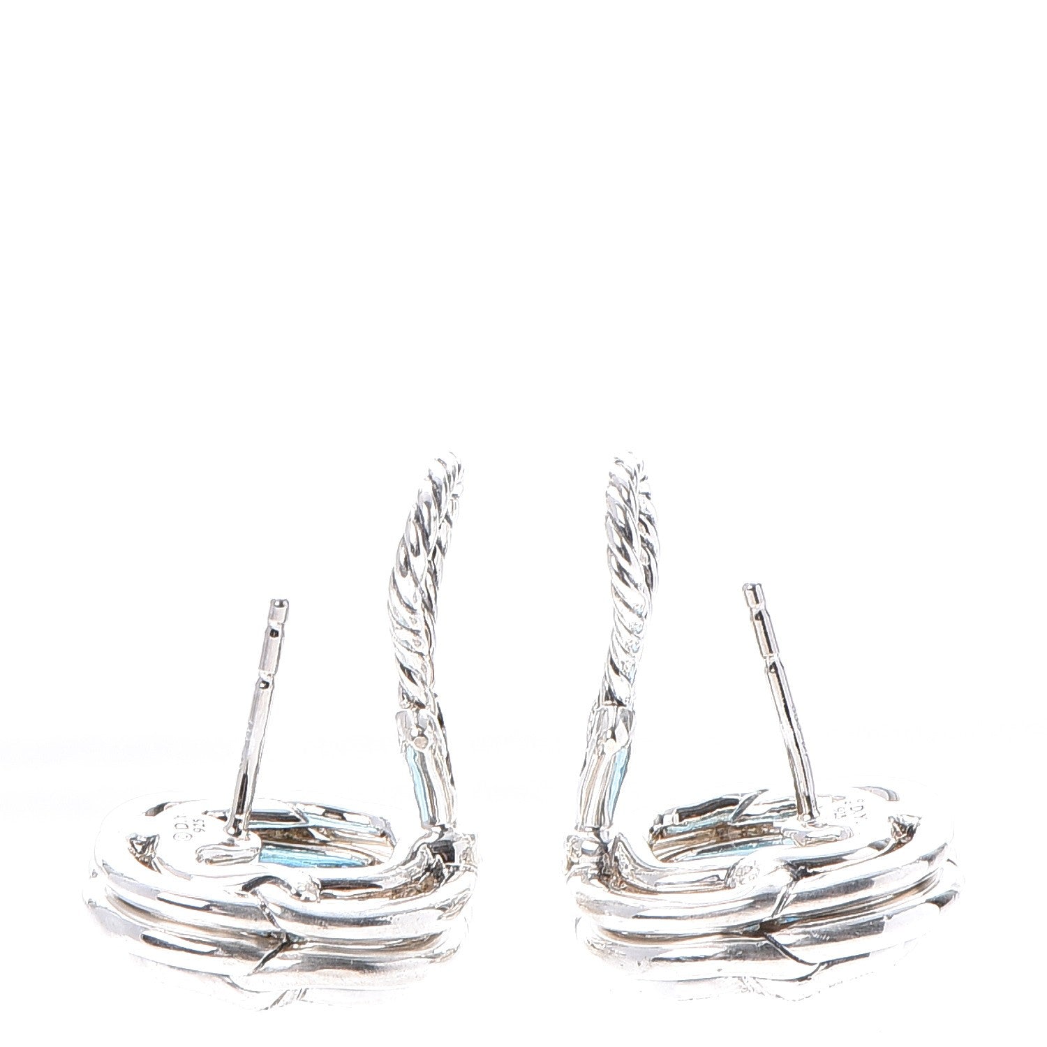 David Yurman Sterling Silver Diamond Blue Topaz Labyrinth Earrings 3 of 4