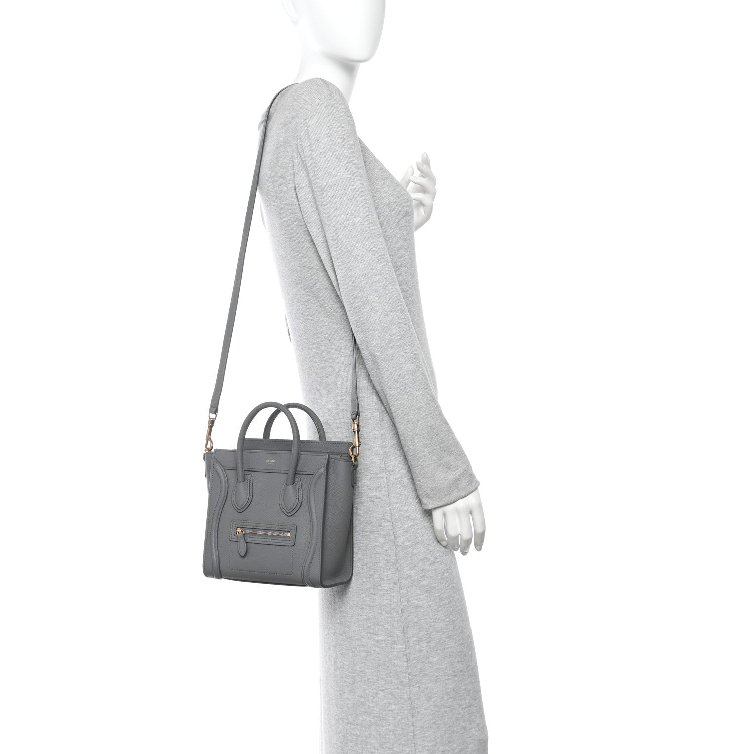 Celine Baby Drummed Calfskin Nano Luggage Kohl 2 of 10