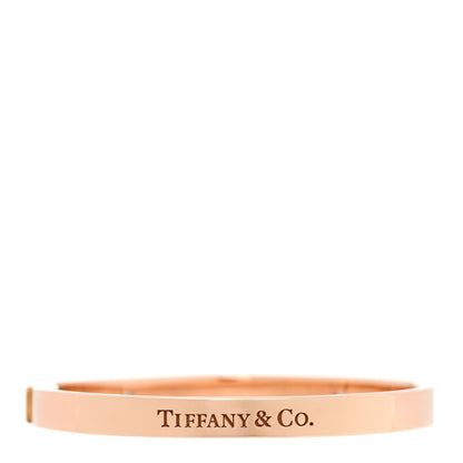 Tiffany 18K Rose Gold Diamond Logo Hinged Bangle Bracelet 2 of 4