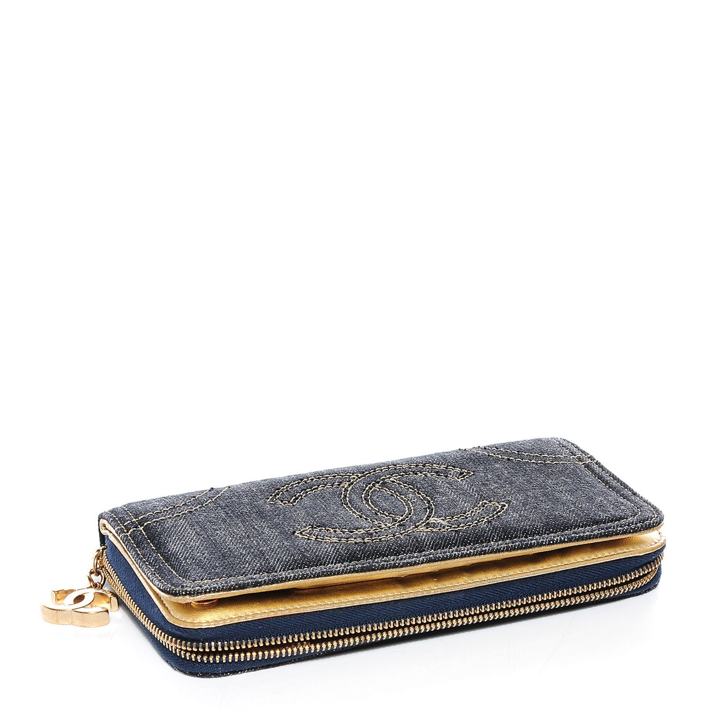Denim CC Zip Around Wallet