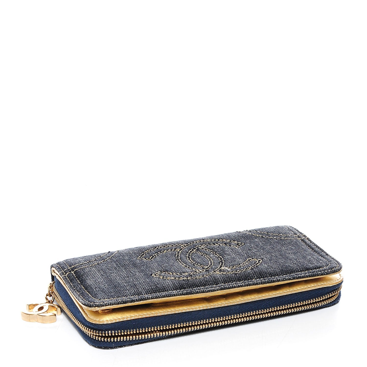 Chanel Denim CC Zip Around Wallet 4 of 8