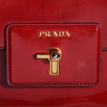 Prada Spazzolato Calfskin Top Handle Tote Scarlatto Fume 3 of 11