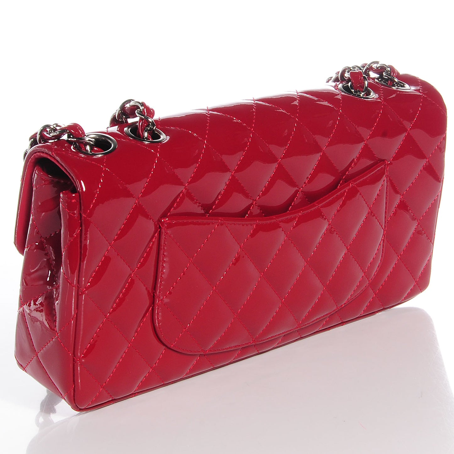 Patent Quilted East West Flap Red