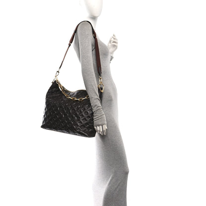 Louis Vuitton Calfskin Embossed Monogram Coussin Hobo MM Chocolate 2 of 9