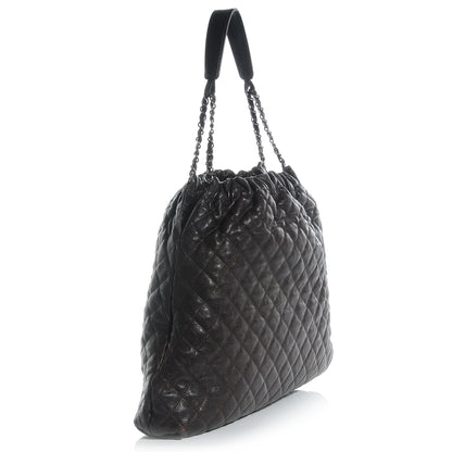 Chanel Distressed Glazed Caviar Quilted Large Elastic Tote Brown 3 of 7