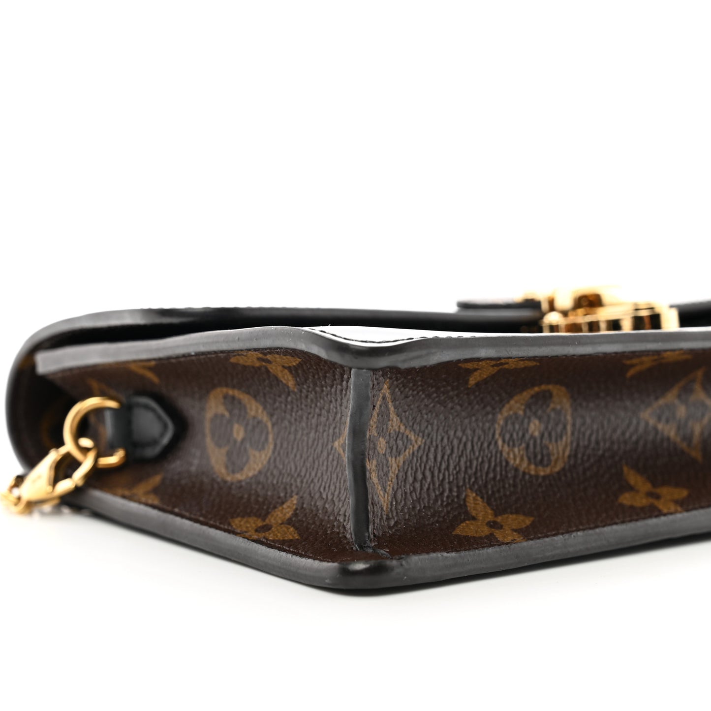 Patent Calfskin Monogram Cherrywood Chain Wallet Black