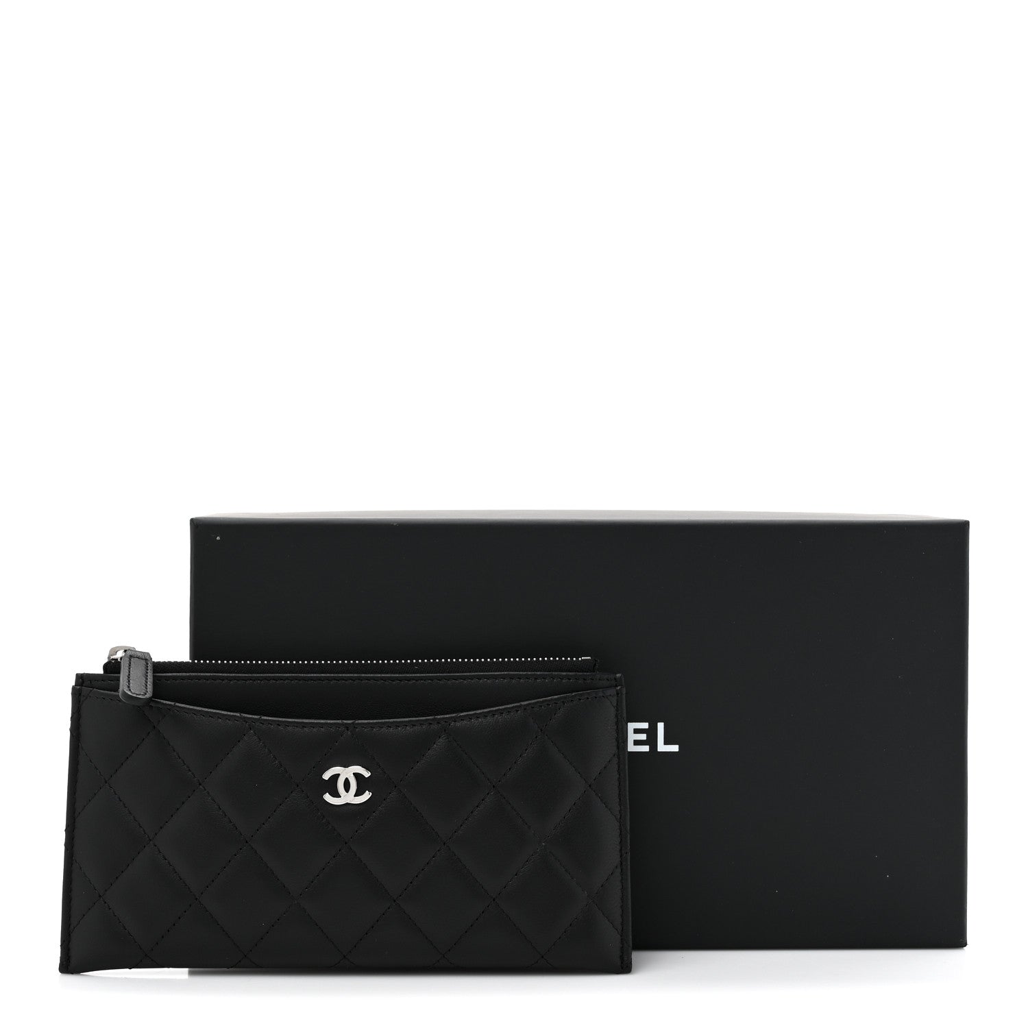 Chanel Lambskin Quilted Classic Zip Pouch Black 10 of 10