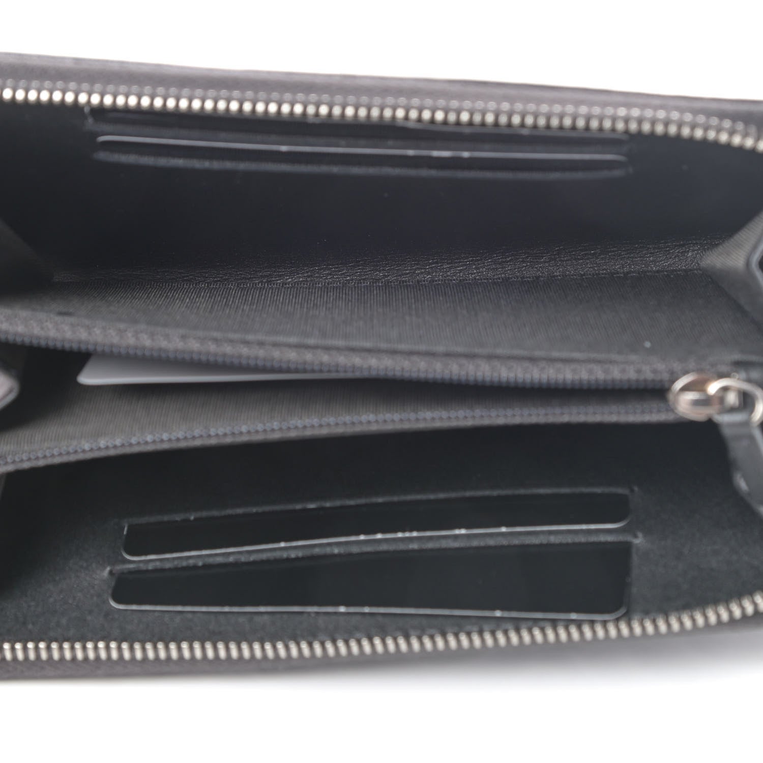 Chanel Goatskin Camellia Embossed Medium Zip Around Wallet Dark Grey 5 of 5