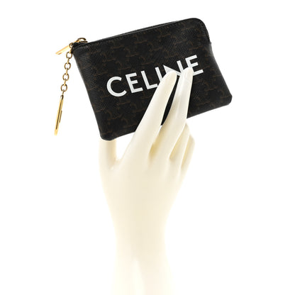 Celine Triomphe Canvas Logo Coin and Card Pouch With Hook Black 2 of 8