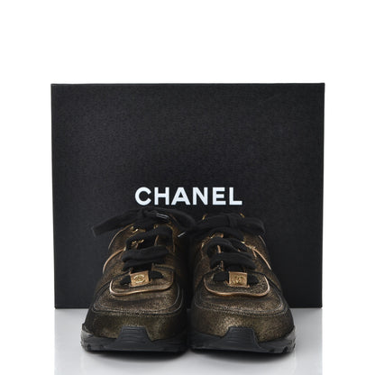 Chanel Fabric Calfskin CC Sneakers 41.5 Golden Brown 11 of 11
