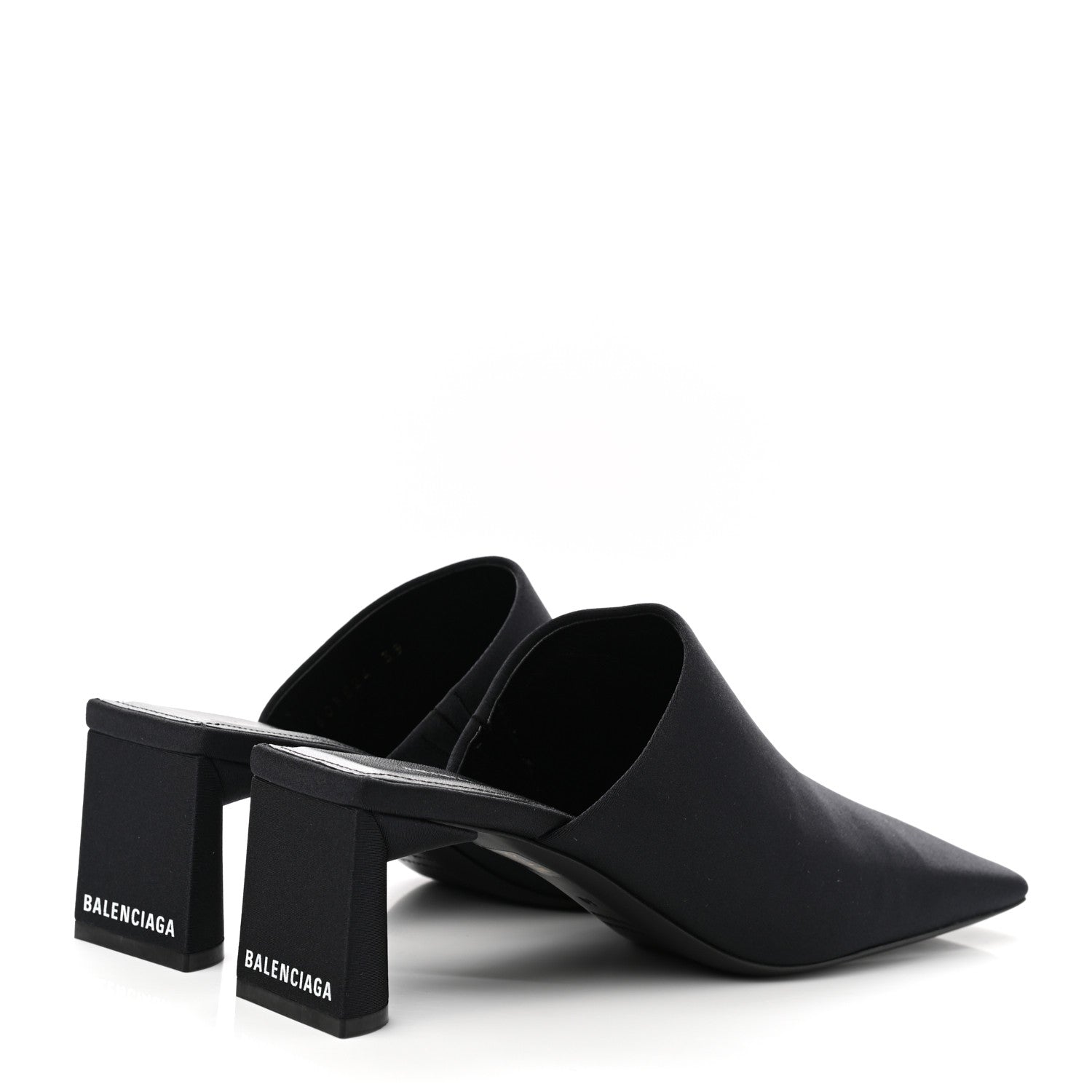 Balenciaga Satin Square Mule Heel Sandals 39 Black 4 of 10