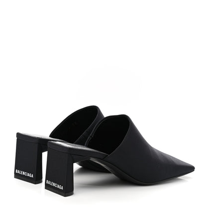 Balenciaga Satin Square Mule Heel Sandals 39 Black 4 of 10