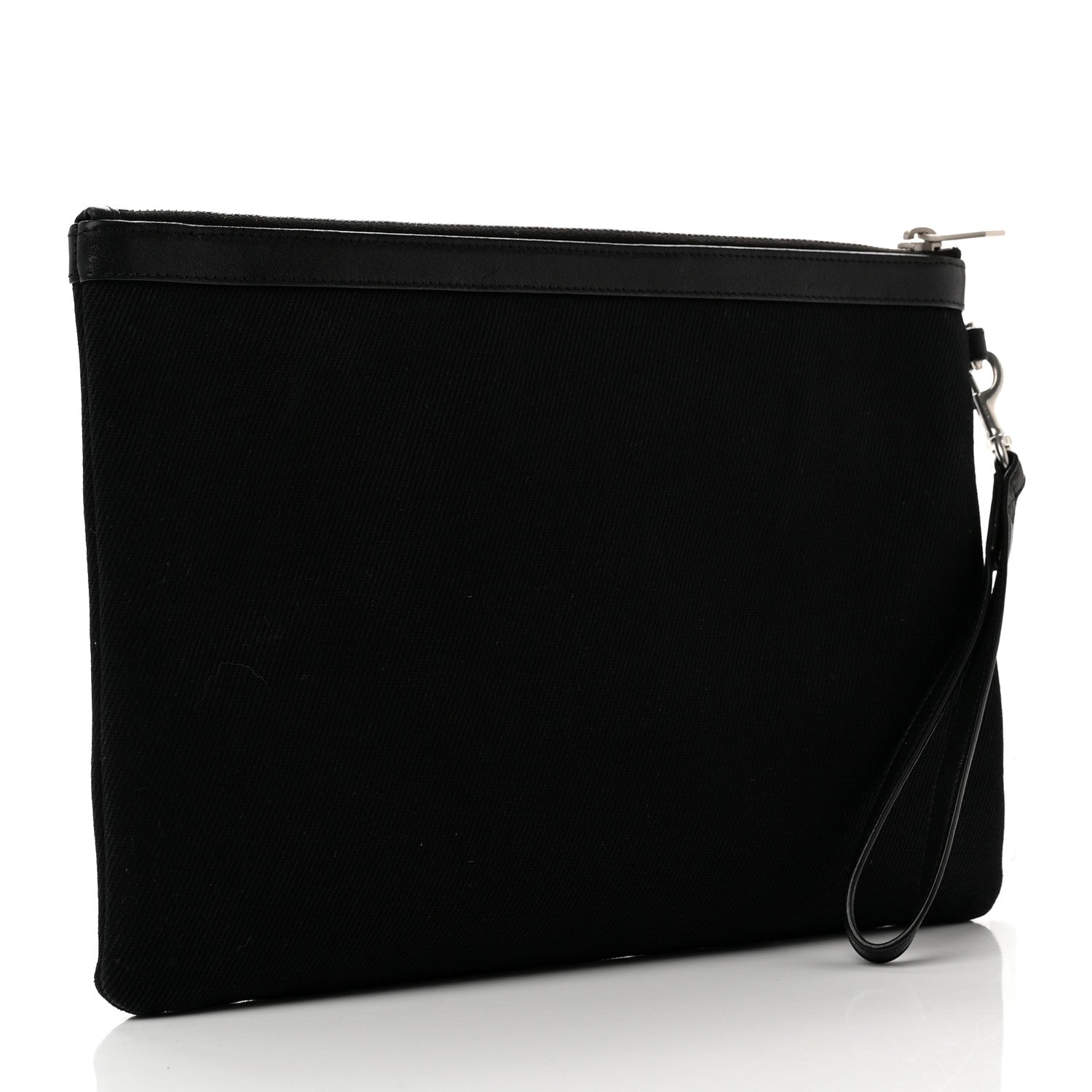 Saint Laurent Linen Canvas Rive Gouche Zipped Pouch Black 3 of 9