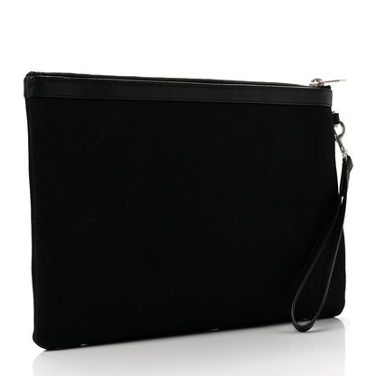 Saint Laurent Linen Canvas Rive Gouche Zipped Pouch Black 3 of 9