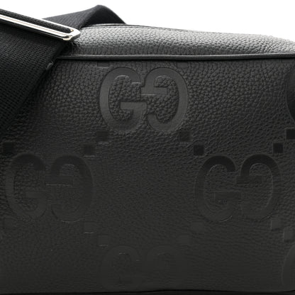 Gucci Piuma Calfskin Jumbo GG Embossed Messenger Bag Black 8 of 12