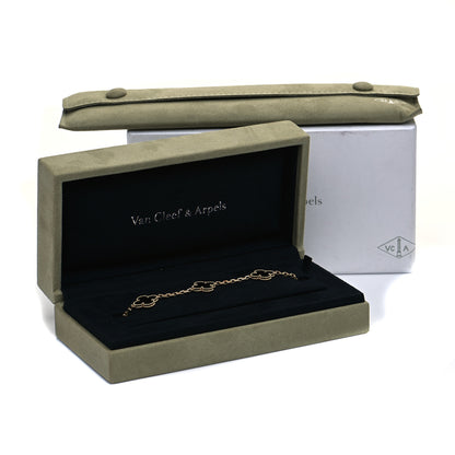 Van Cleef & Arpels 18K Yellow Gold Black Onyx 5 Motifs Vintage Alhambra Bracelet 8 of 8