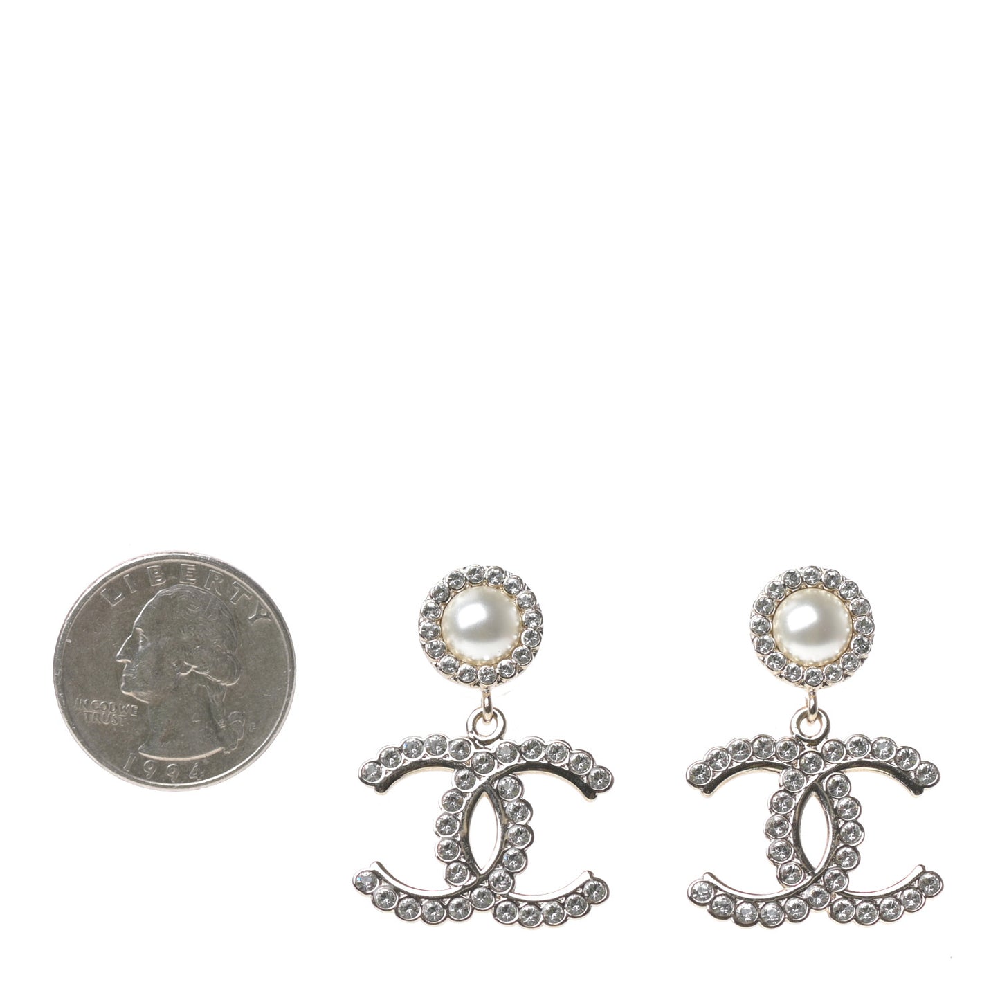 Crystal Pearl Bow-tiful CC Drop Earrings Gold