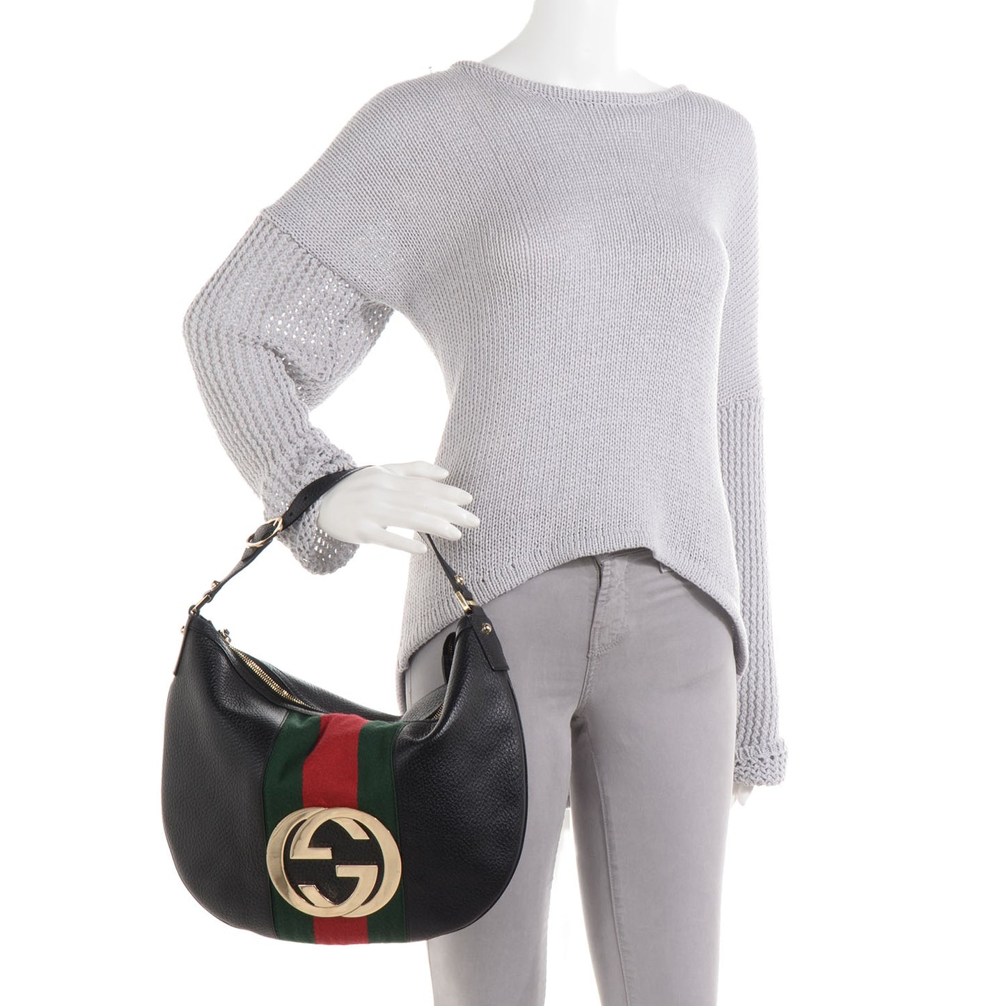 Leather Blondie Web Hobo Black