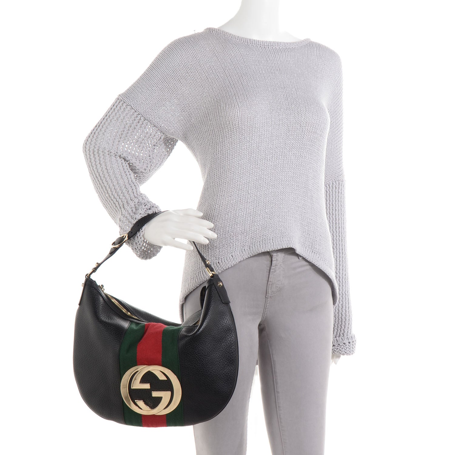Gucci Leather Blondie Web Hobo Black 2 of 7