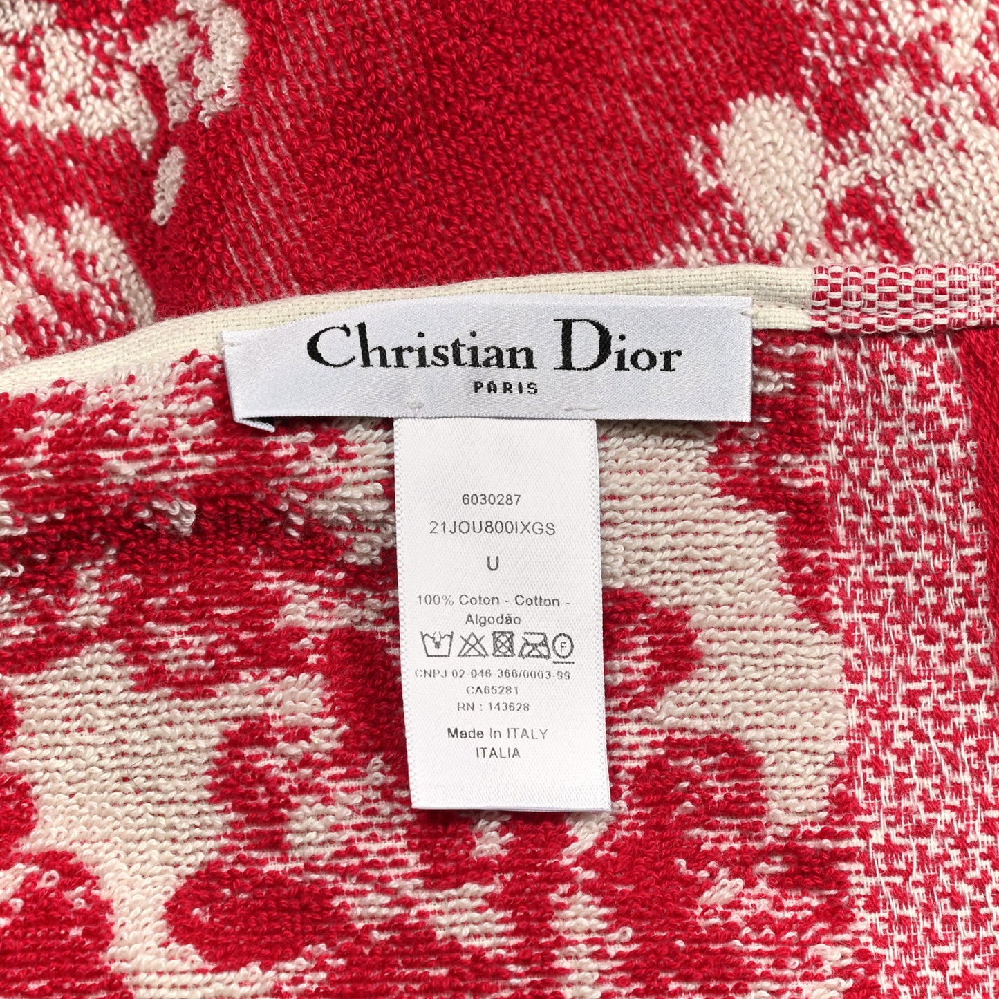 Cotton Toile De Jouy Reverse Towel Red