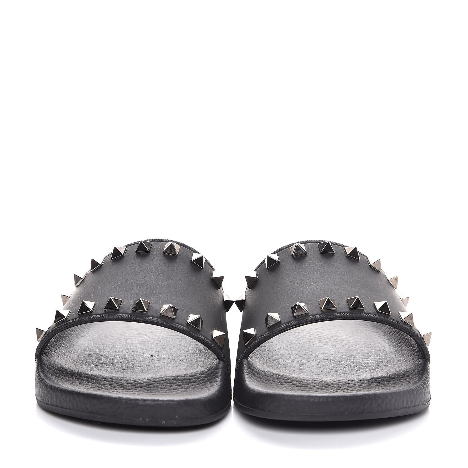 Valentino Garavani Rubber Rockstud Slide Sandals 37 Black 2 of 10