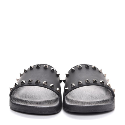 Valentino Garavani Rubber Rockstud Slide Sandals 37 Black 2 of 10