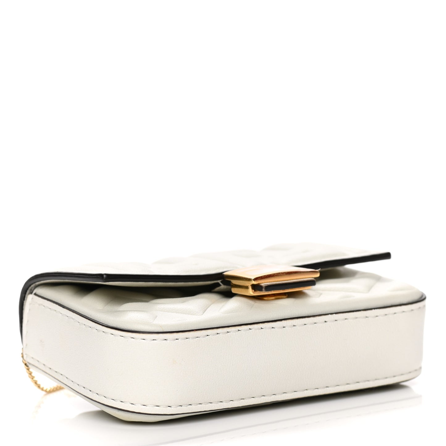 Nappa Matisse FF Embossed Nano Baguette Charm White