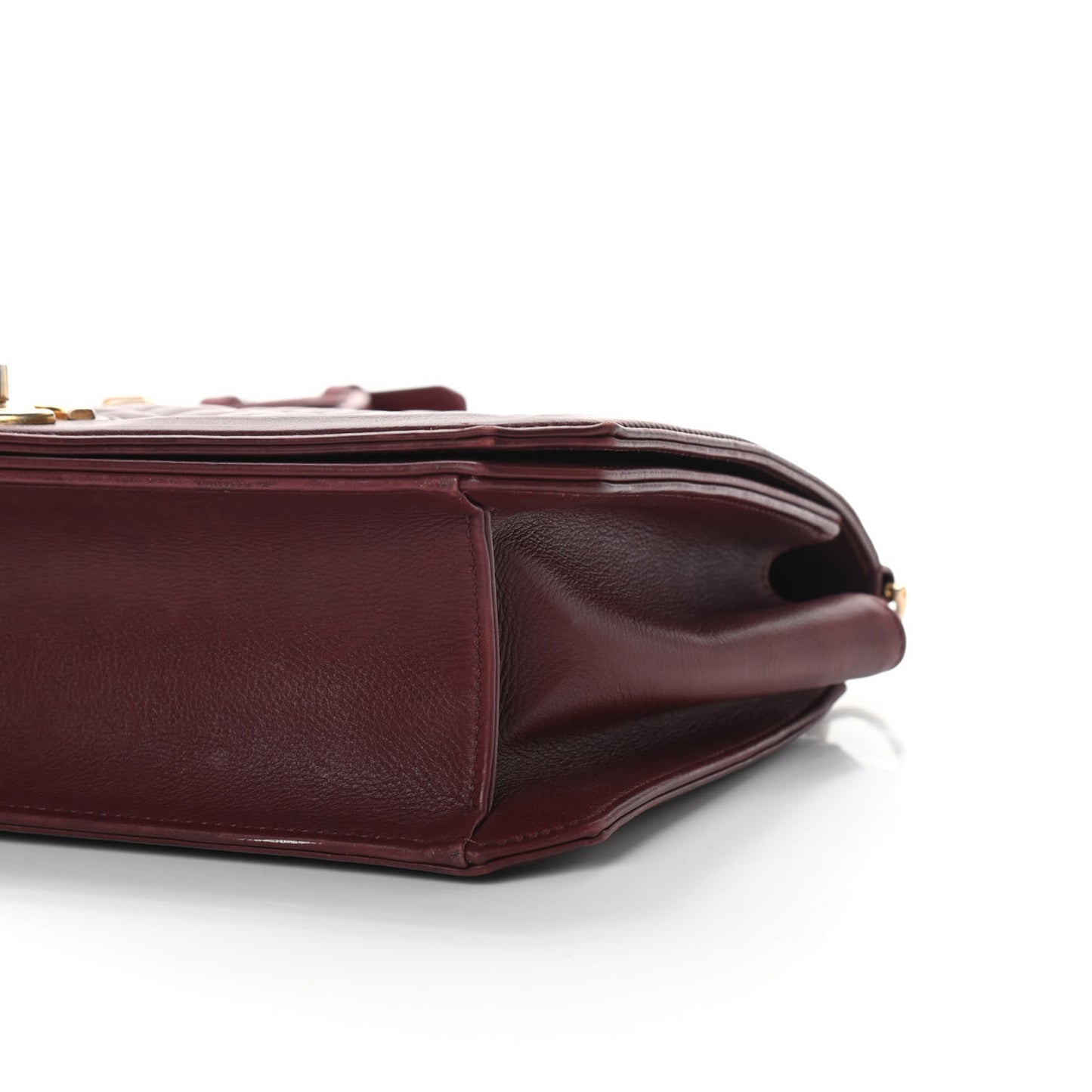 Calfskin Quilted Large Flap Bag Burgundy