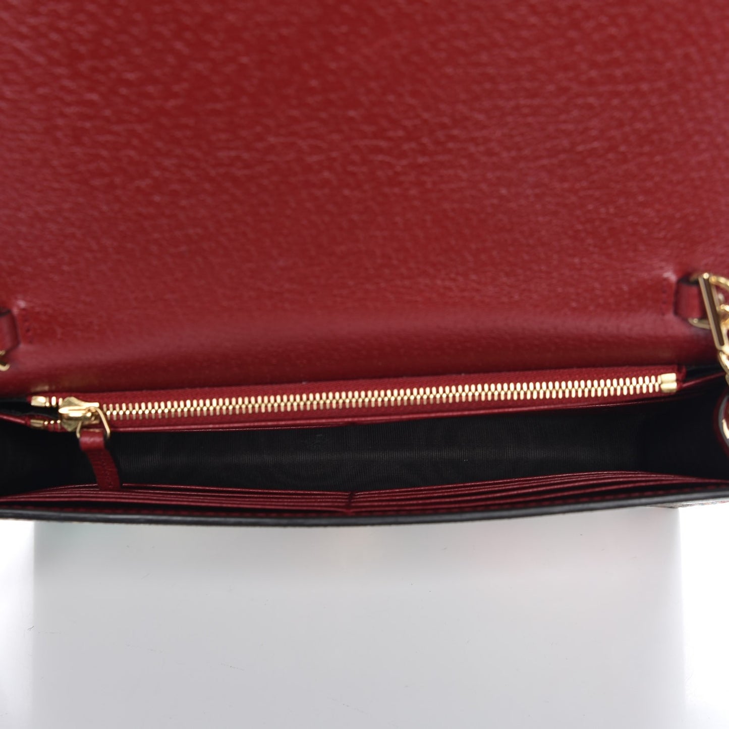 GG Supreme Monogram Tian Chain Wallet Beige Multicolor Red