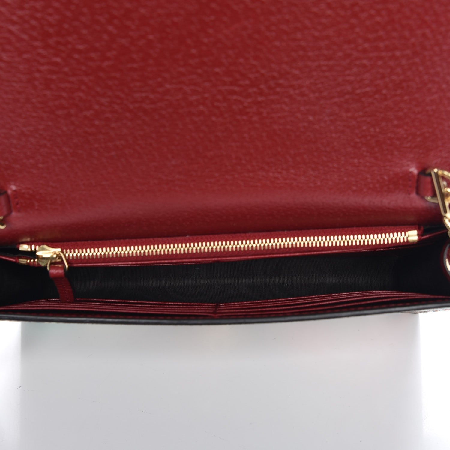 Gucci GG Supreme Monogram Tian Chain Wallet Beige Multicolor Red 5 of 8
