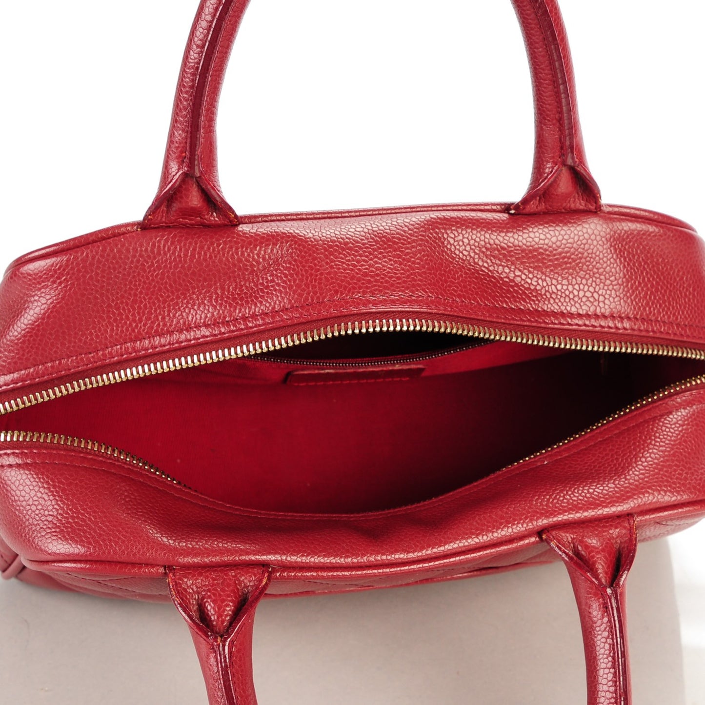 Caviar Quilted Small Bowler Red