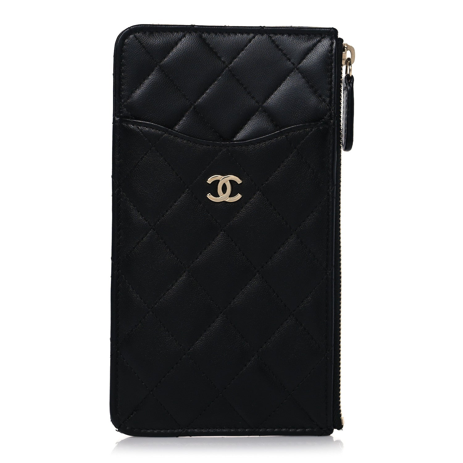 Chanel Lambskin Quilted Classic Flat Wallet Pouch Black 1 of 9