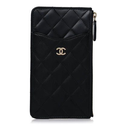 Chanel Lambskin Quilted Classic Flat Wallet Pouch Black 1 of 9