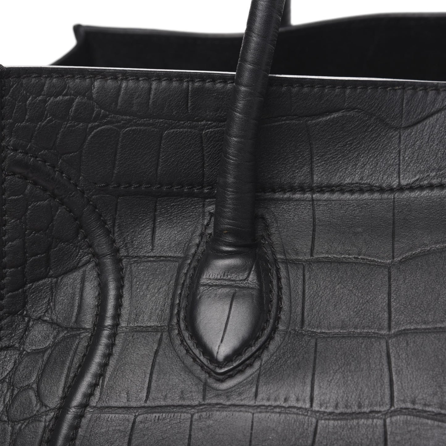 Crocodile Embossed Calfskin Medium Phantom Luggage Black