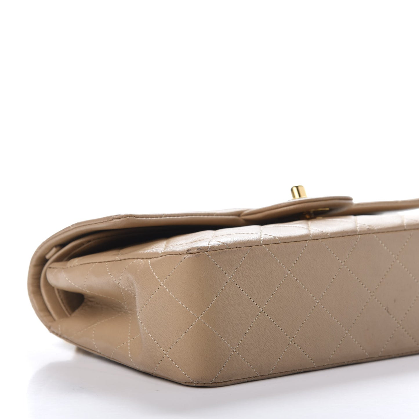 Lambskin Quilted Small Double Flap Beige