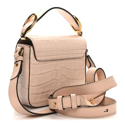 Chloe Calfskin Crocodile Embossed Mini C Double Carry Cement Pink 3 of 9
