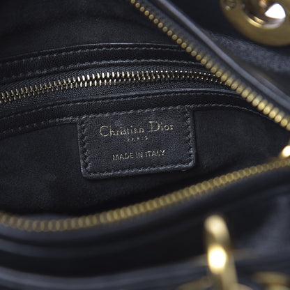 Christian Dior Calfskin Cannage Studded Medium Supple Lady Dior Black 7 of 12