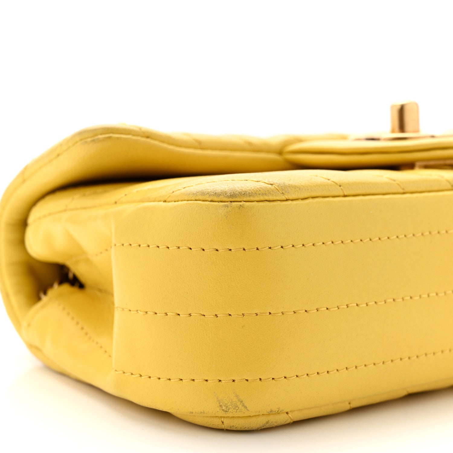 Chanel Lambskin Chevron Quilted Extra Mini Rectangular Flap Yellow 9 of 16