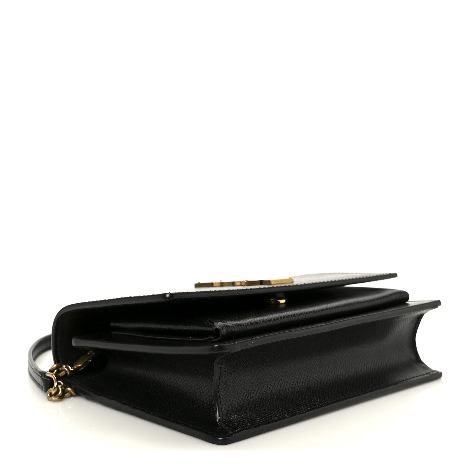 Saint Laurent Coated Bark Calfskin Sunset Chain Wallet  Black 4 of 10