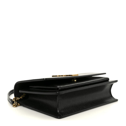 Saint Laurent Coated Bark Calfskin Sunset Chain Wallet  Black 4 of 10