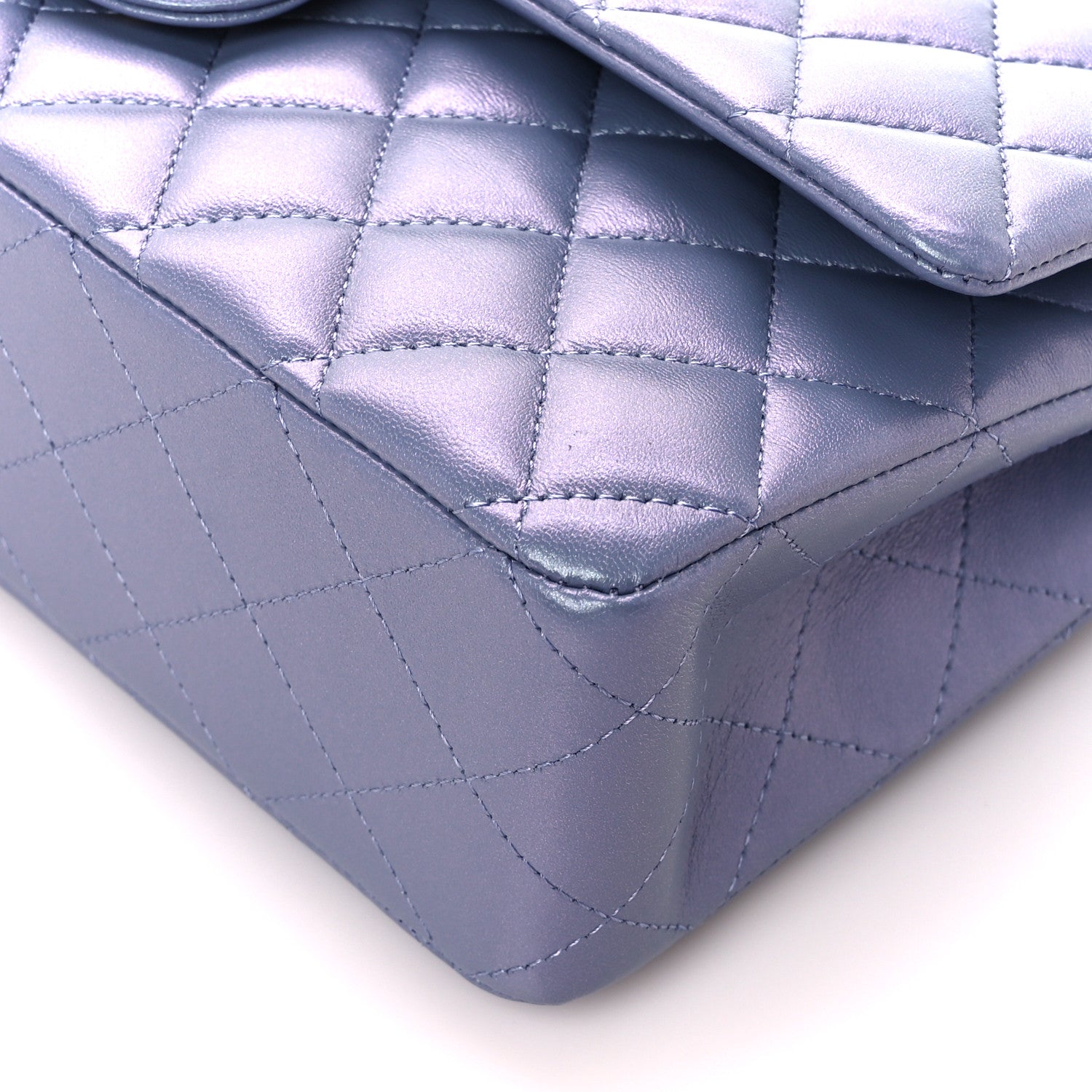 Chanel Iridescent Lambskin Quilted Medium Double Flap Light Purple 11 of 12