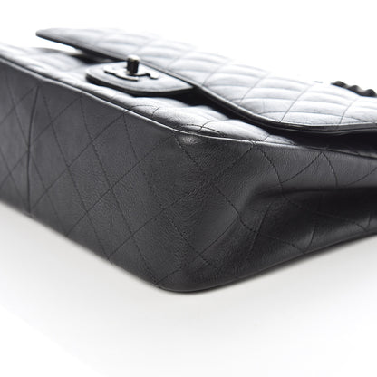 Chanel Crumpled Calfskin Quilted Jumbo Double Flap So Black 9 of 10