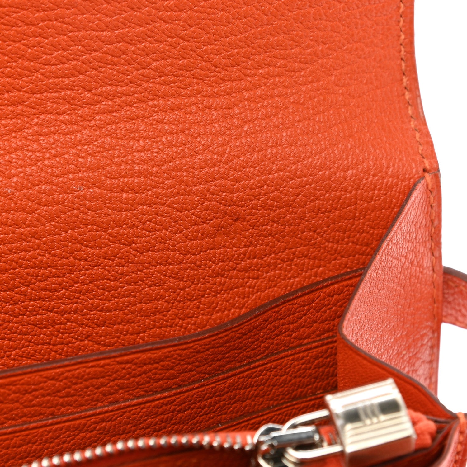 Hermes Chevre Mysore Kelly Longue Wallet Orange 9 of 10