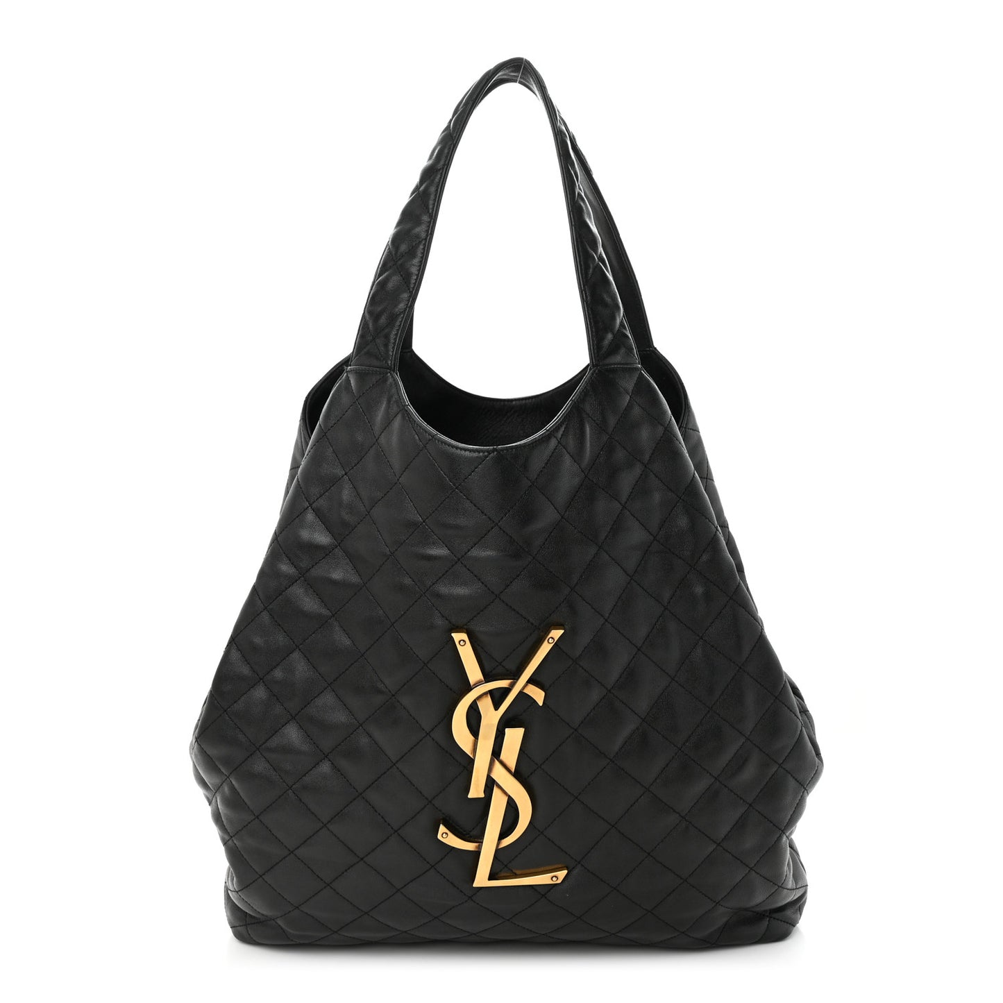 Lambskin Quilted Maxi Icare Shopping Tote Black