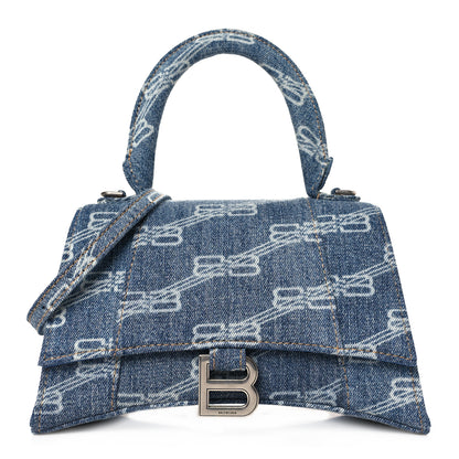 Balenciaga Denim BB Monogram Small Hourglass Top Handle Bag Blue 1 of 9