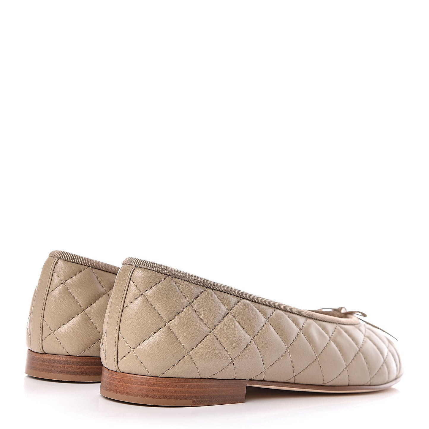 Lambskin Quilted Cap Toe Ballerina Flats 41 Beige