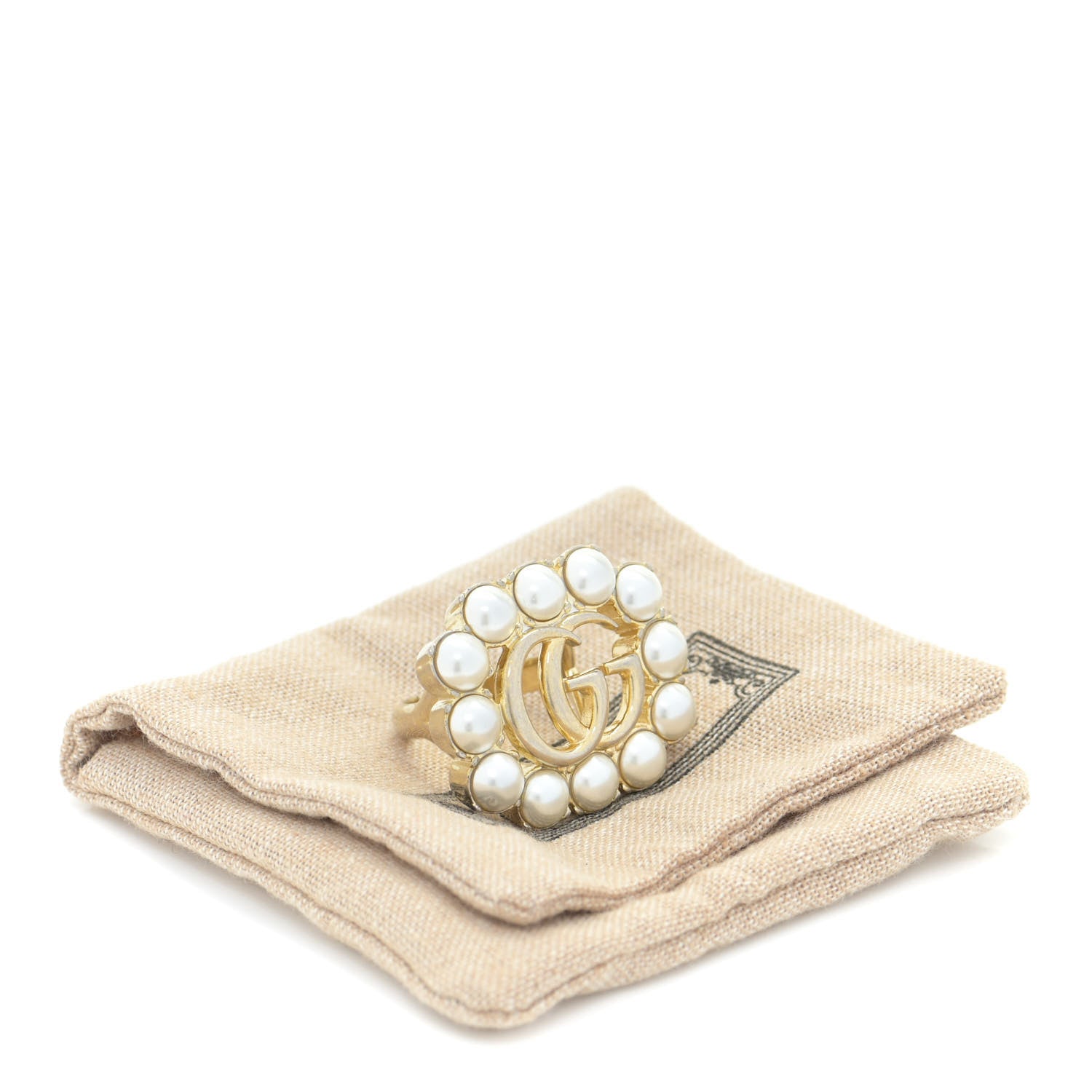 Gucci Pearl Double G Ring M Gold 6 of 6